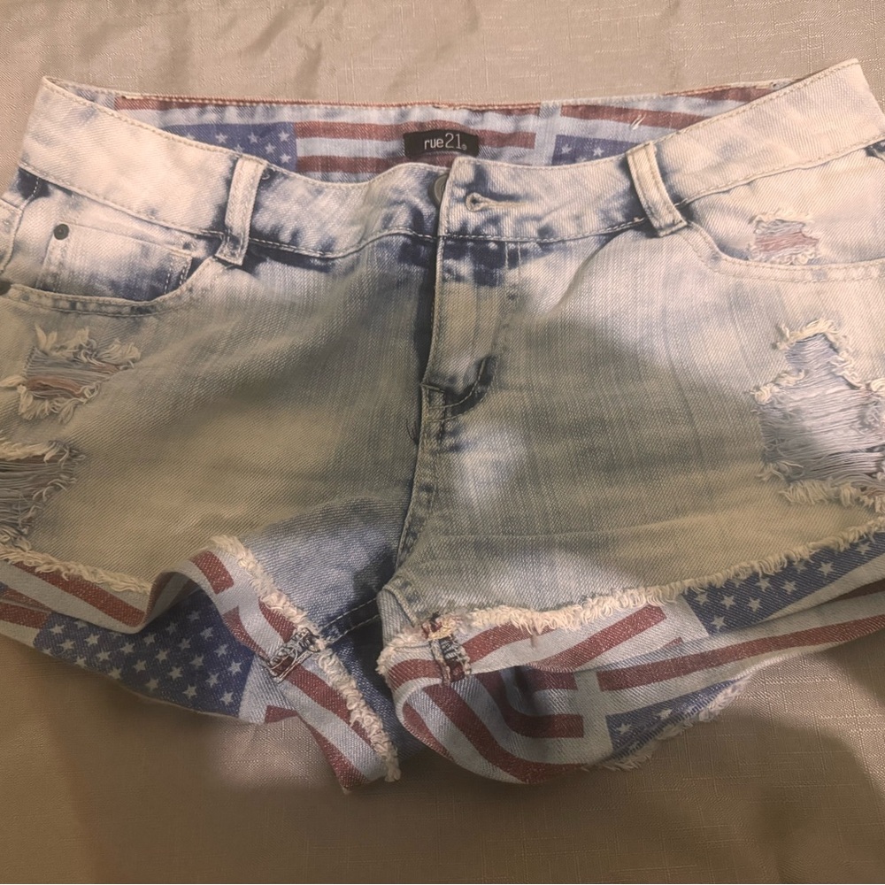 Rue21 Women's Distressed Denim Shorts - Blue